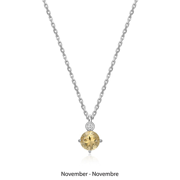 ELLE "Birthstone" November (Citrine) and Lab Grown Diamond Necklace