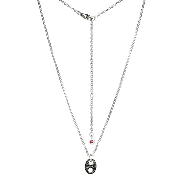 ELLE "Espion" Sterling Silver Pave Black Crystal Necklace - Silver