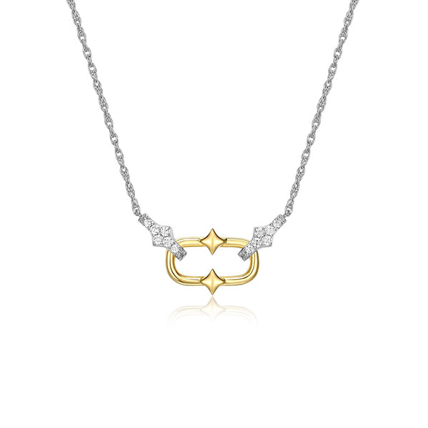 Charles Garnier Sterling Silver "New Mesh" CZ Necklace - Silver and Gold
