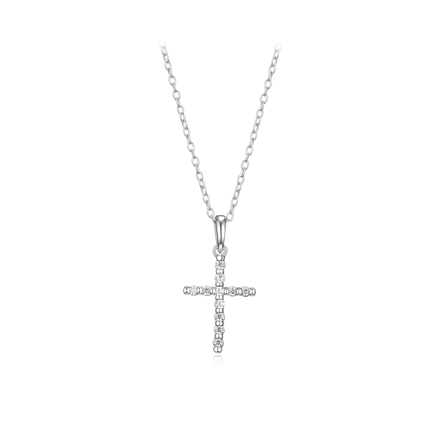Diamondlite Cubic Zirconia Slim Cross Necklace - Silver