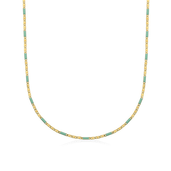 CJ Steelx Turquoise Enamel Marine Necklace - Gold
