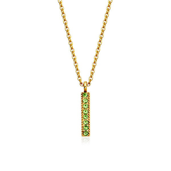 CJ Steelx Peridot Crystal Birthstone Bar Necklace - August
