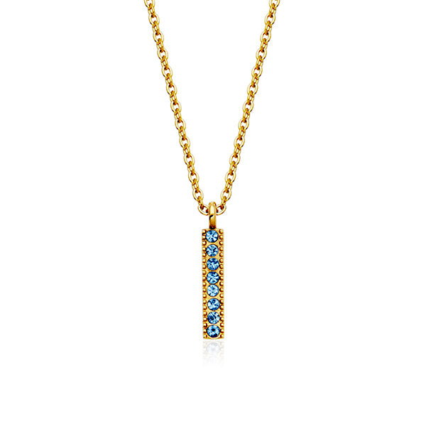 CJ Steelx Light Sapphire Birthstone Bar Necklace - December
