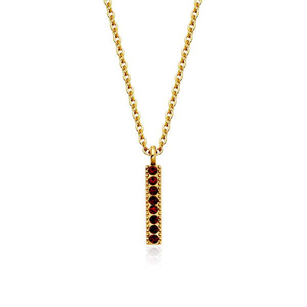 CJ Steelx Siam Crystal Birthstone Bar Necklace - January