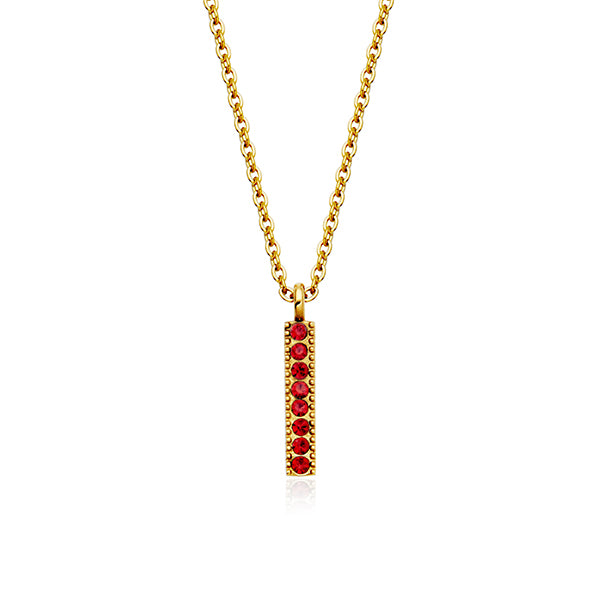CJ Steelx Light Siam Crystal Birthstone Bar Necklace - July