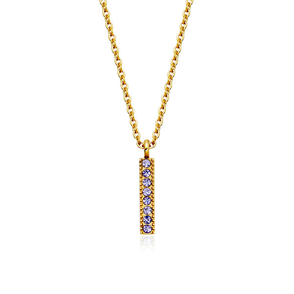 CJ Steelx Violet Crystal Birthstone Bar Necklace - June