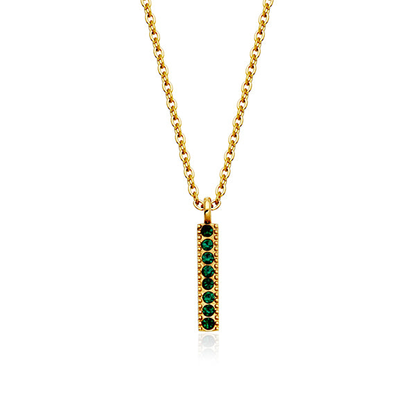 CJ Steelx Emerald Crystal Birthstone Bar Necklace - May