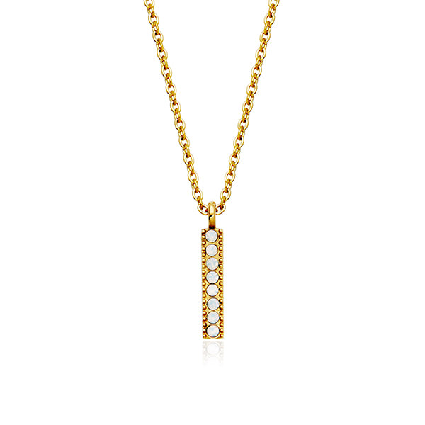 CJ Steelx Opal Crystal Birthstone Bar Necklace - October