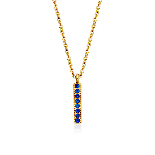 CJ Steelx Sapphire Crystal Birthstone Bar Necklace - September