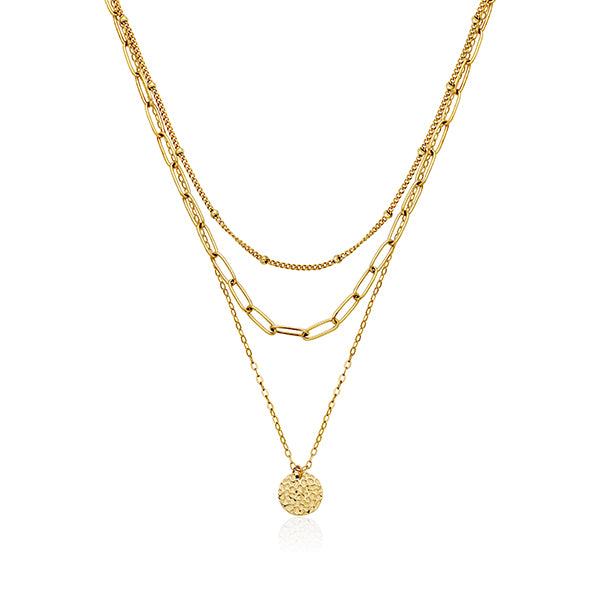 CJ Steelx 3-Layer Disc Necklace - Gold