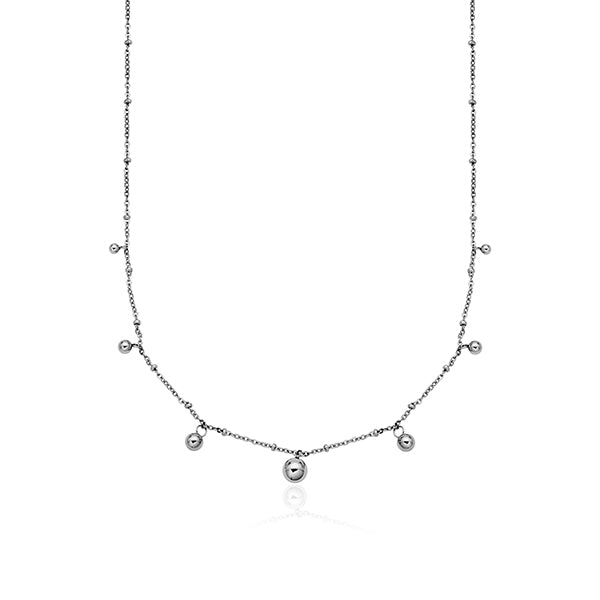 CJ Steelx Bead Droplet Necklace - Silver