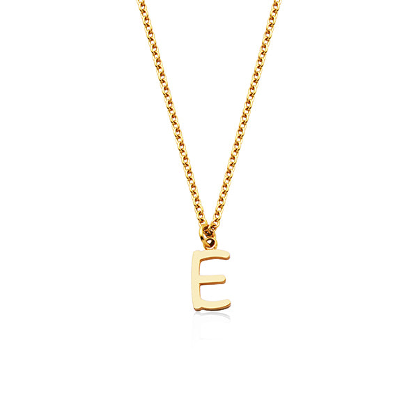 CJ Steelx Carded Letter "E" Necklace - Gold