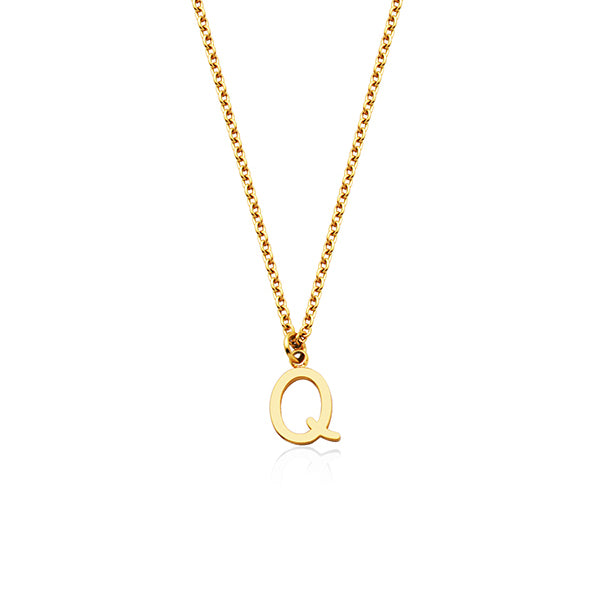 CJ Steelx Carded Letter "Q" Necklace - Gold