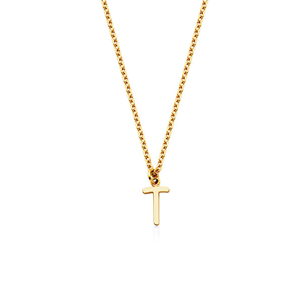 CJ Steelx Carded Letter "T" Necklace - Gold