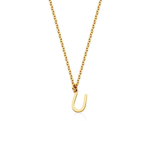 CJ Steelx Carded Letter "U" Necklace - Gold