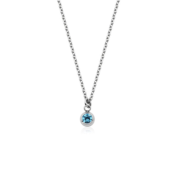 CJ Steelx Carded "December" Blue Topaz Crystal Necklace - Silver