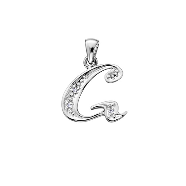 Diamond Initial "G" Pendant in 10K (0.015 CT. T.W.) - Silver