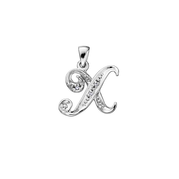 Diamond Initial "X" Pendant in 10K (0.015 CT. T.W.) - Silver