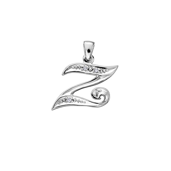 Diamond Initial "Z" Pendant in 10K (0.015 CT. T.W.) - Silver
