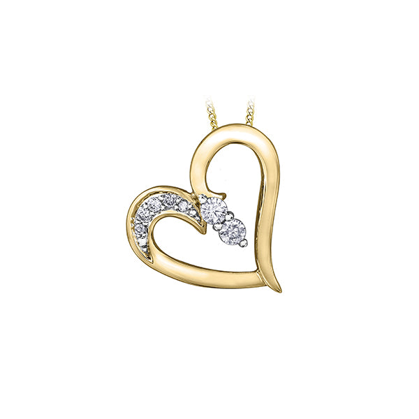 Diamond Pendant in 10K (0.11, 0.03 and 0.01 CT. T.W.) - Gold
