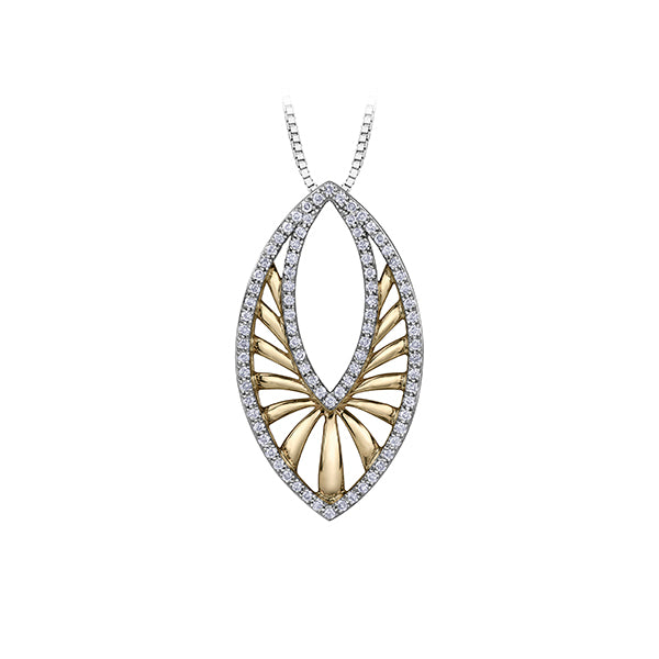 Diamond Oval Pendant in 10K (0.25 CT. T.W.) - Silver and Gold