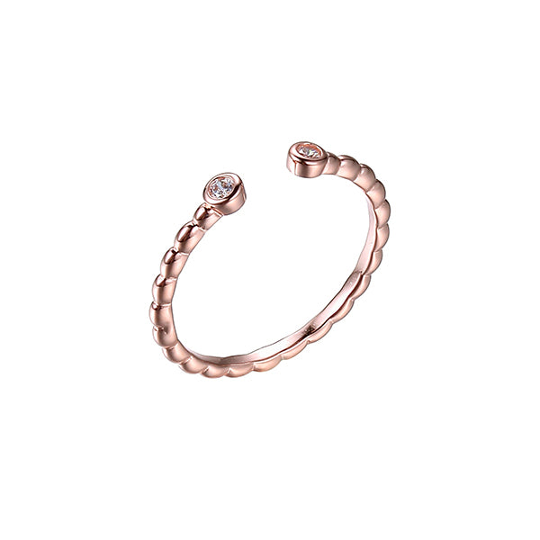 Diamondlite Cubic Zirconia Twisted Open Ring in Sterling Silver - Rose Gold - Size 7
