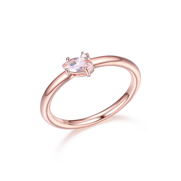 Diamondlite Cubic Zirconia and Simulated Morganite 6x3mm Marquise Ring - Rose - Size 7