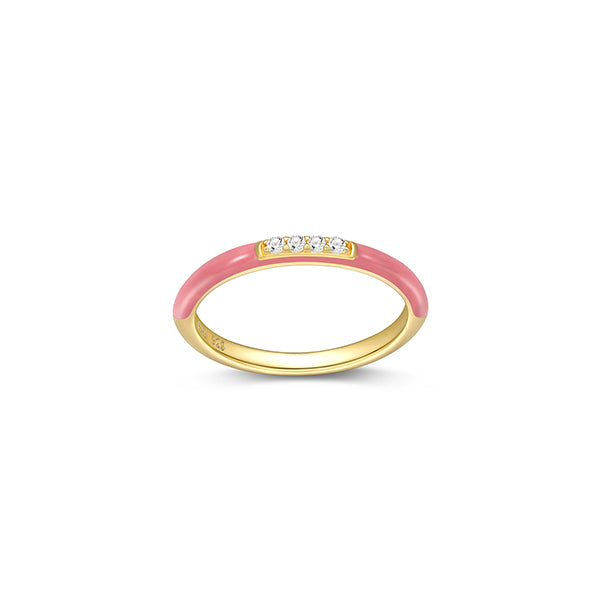 Cotton Candy Collection Diamondlite Cubic Zirconia Enamel Stackable Ring - Dark Pink - Size 7