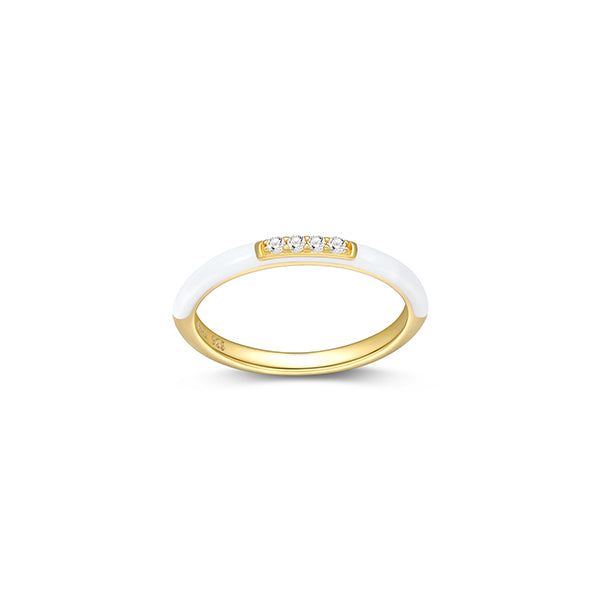 Cotton Candy Collection Diamondlite Cubic Zirconia Enamel Stackable Ring - White - Size 8