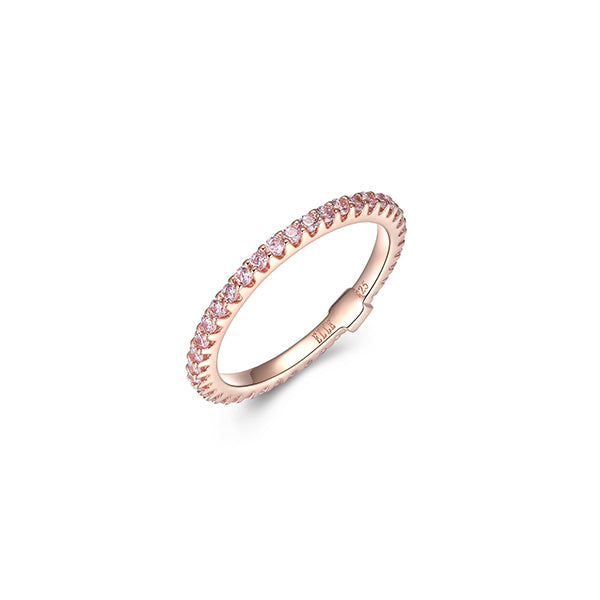 ELLE "Stardust" Clear Cubic Zirconia Skinny Eternity Ring - Rose Gold - Size 7