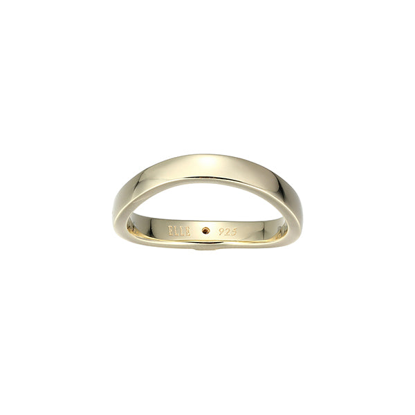 ELLE "Luna" Sterling Silver Curved Ring - Gold - Size 7