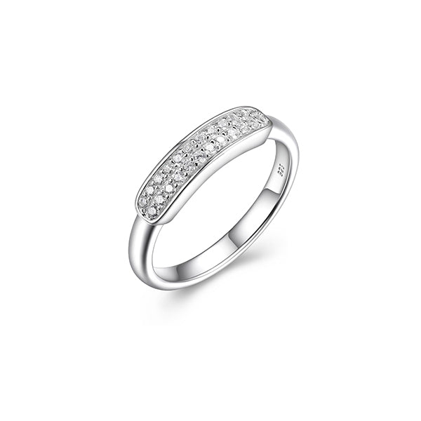 Charles Garnier Sterling Silver "PAPERCLIP" Cubic Zirconia Band Ring - Silver- Size 6