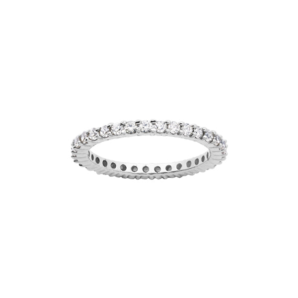 Cubic Zirconia Thin Eternity Band in sterling silver - Silver - Size 8