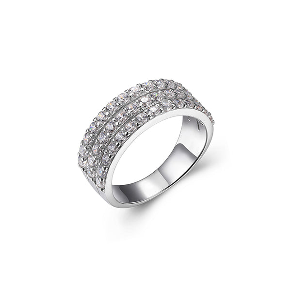Diamondlite Cubic Zirconia 3-row Ring - Silver - Size 6