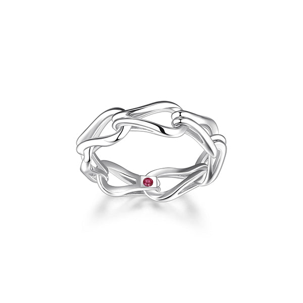 ELLE "Coalesce" Sterling Silver Link Ring - Silver - Size 8