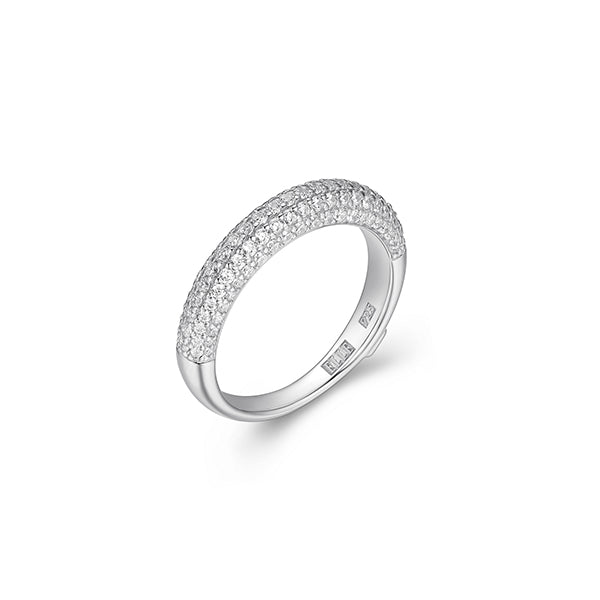 ELLE "Stardust" 5-Row Clear Cubic Zirconia Half Eternity Ring - Silver - Size 7