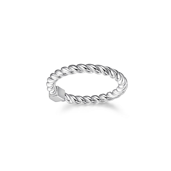 ELLE "Nautical" Rope Finish Ring - Silver - Size 7