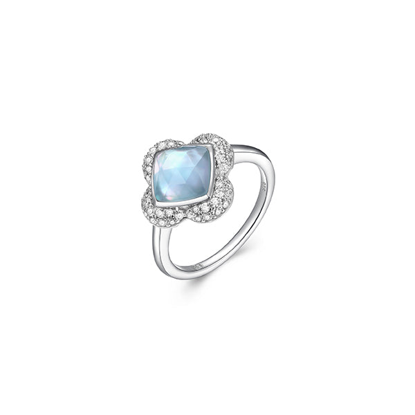 Charles Garnier Sterling Silver "Bliss" Cushion Cut Clover Ring - Silver - Size 7