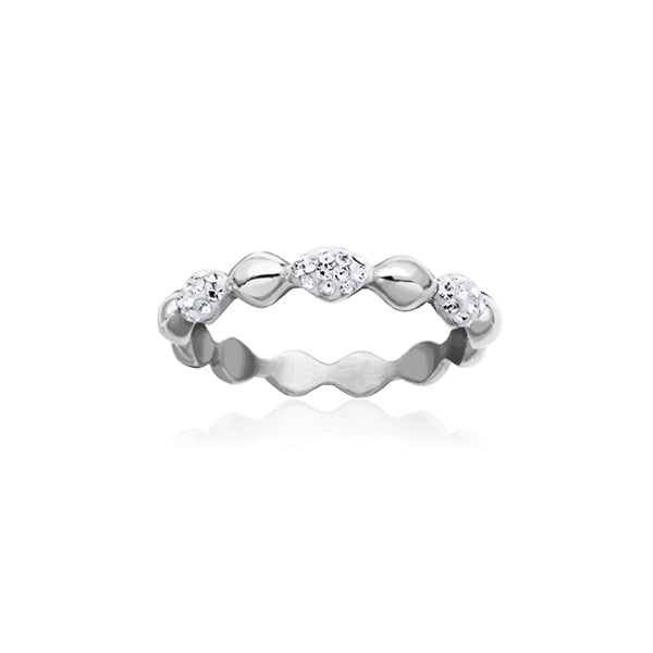 CJ Steelx Teardrop Micropave and High Polish Band - Silver - Size 7