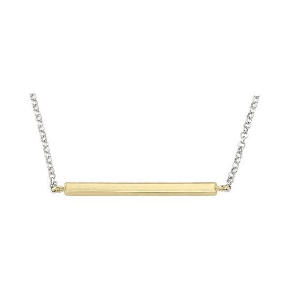 Sterling Silver Fashion Necklace with Golden bar Pendant