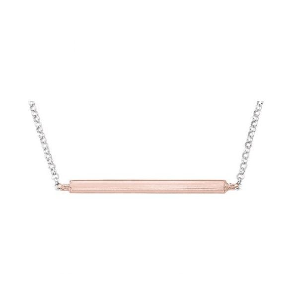 Sterling Silver Fashion Necklace with Pendant - Pink bar
