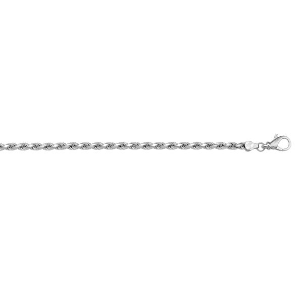 18K White Gold Solid Diamond Cut Rope 7" Bracelet