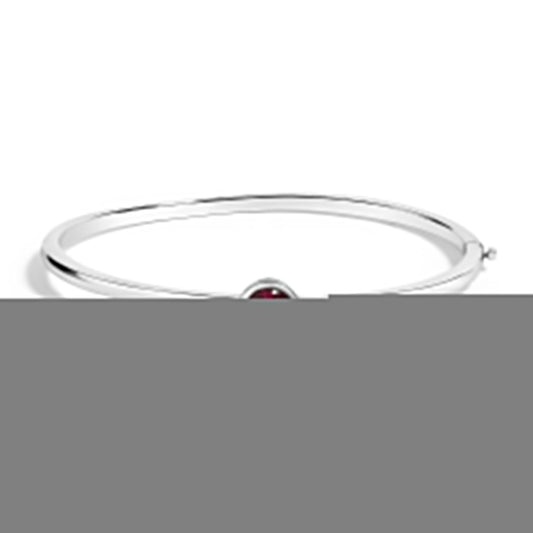 .925 Sterling Silver 7X7MM Created Red Ruby Solitaire Bangle Bracelet - 7 Inches