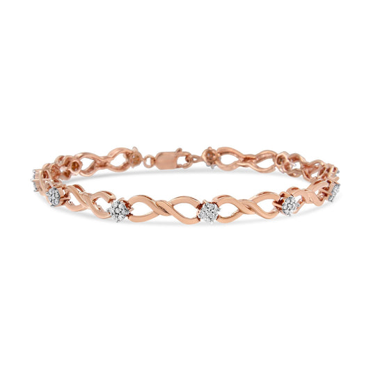 10K Rose Gold Plated .925 Sterling Silver 1/2 Cttw Diamond Infinity Link Tennis Bracelet (H-I Color, I2-I3 Clarity) -7â€