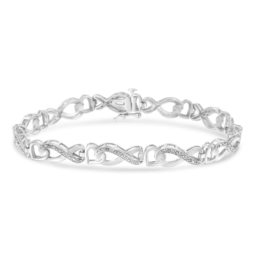 .925 Sterling Silver 1/5 Cttw Diamond 7â€ Infinity Heart Tennis Bracelet (H-I Color, I2-I3 Clarity)