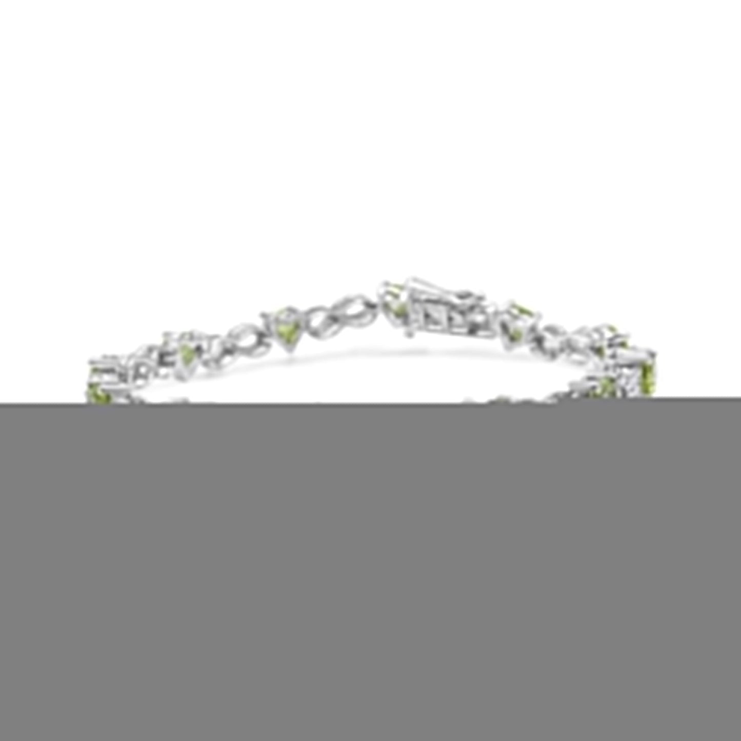 .925 Sterling Silver 1.00 Cttw Diamond and 4.00mm Lab Created Green Heart-Shaped Peridot Infinity Link Bracelet (I-J Color, I2-I3 Clarity) - 7.25"