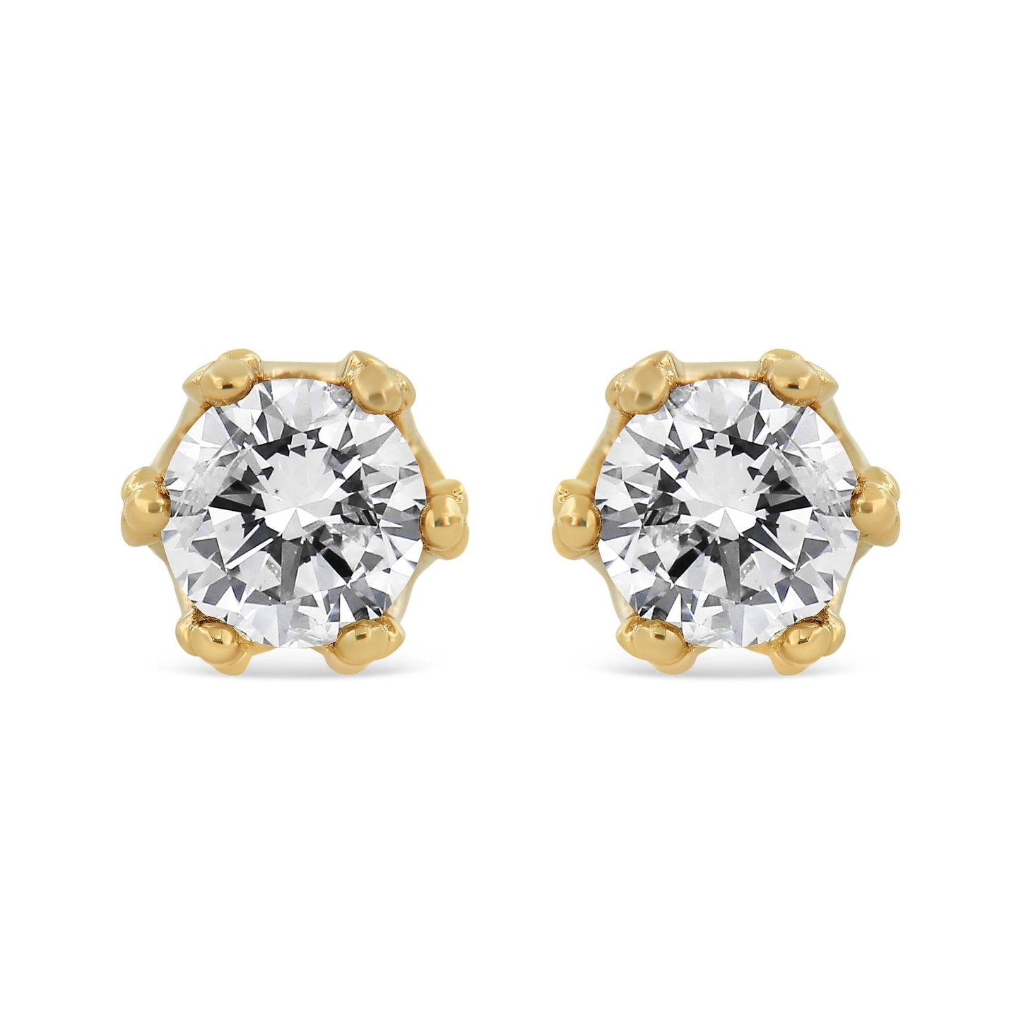 14K Gold 1/2 Cttw Round Diamond Crown Stud Earring (I-J Color, I1-I2 Clarity)