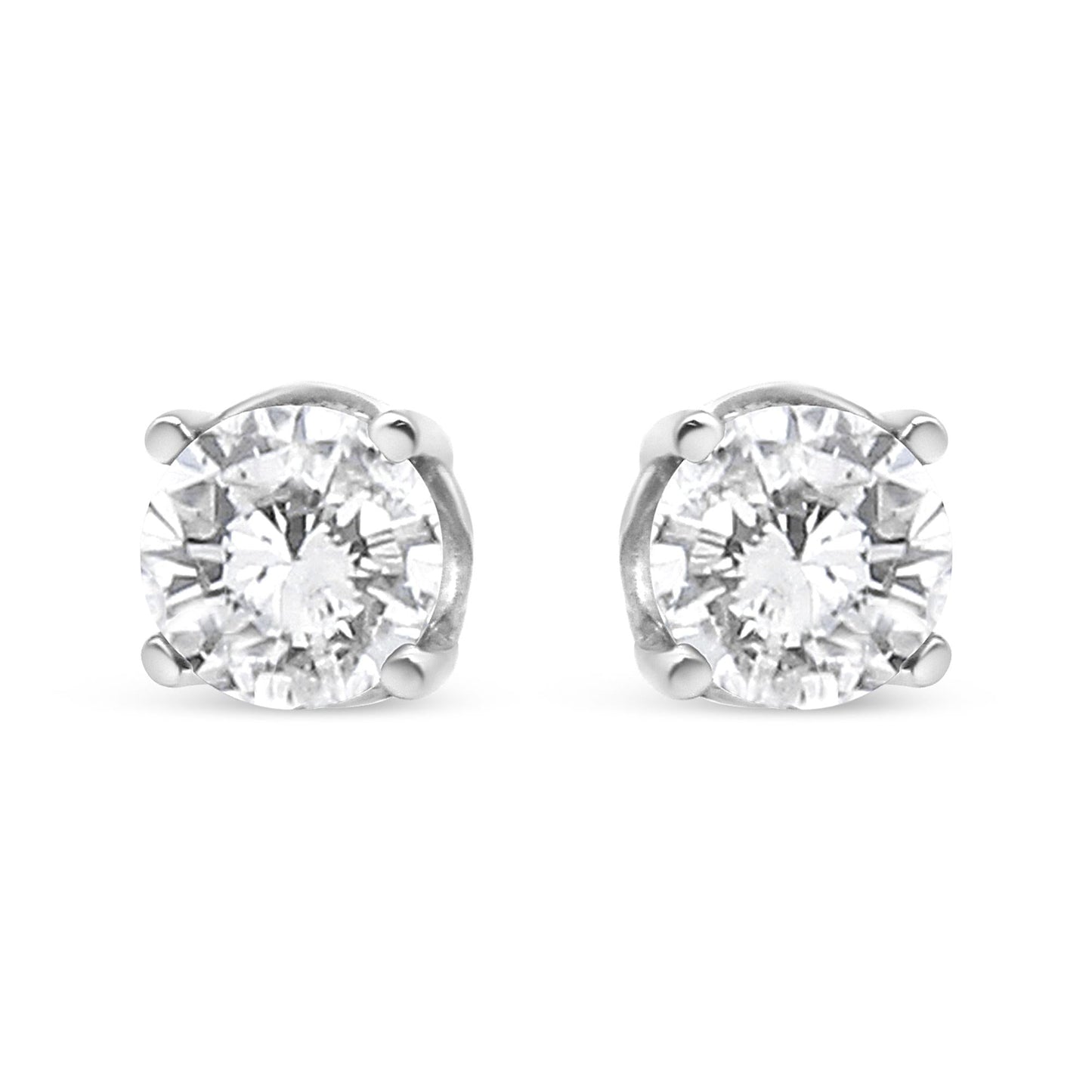 14K White Gold 3/4 Cttw Lab Grown Diamond 4-Prong Classic Stud Earrings (F-G Color, VS2-SI1 Clarity)