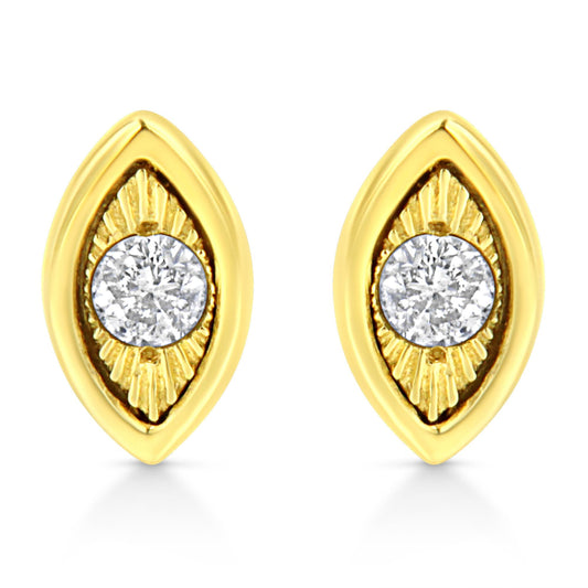 10K Yellow Gold Plated .925 Sterling Silver 1/10 Cttw Miracle-Set Diamond Stud Earrings - Choice of Shapes