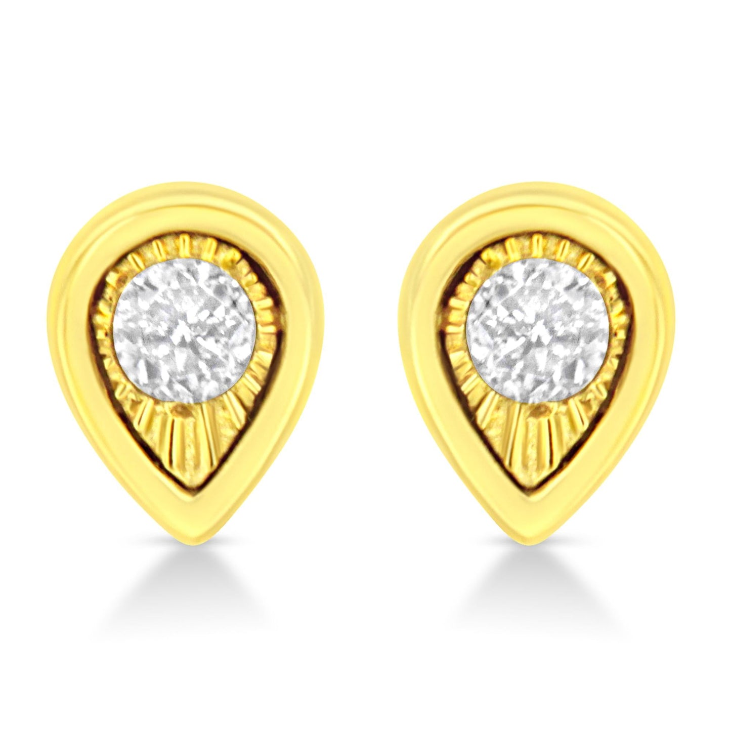 10K Yellow Gold Plated .925 Sterling Silver 1/10 Cttw Miracle-Set Diamond Stud Earrings - Choice of Shapes